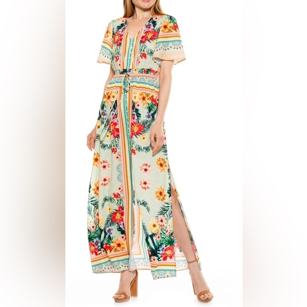 NWT Alexia Admor Gianna tropical floral maxi dress Size 4 (Small)